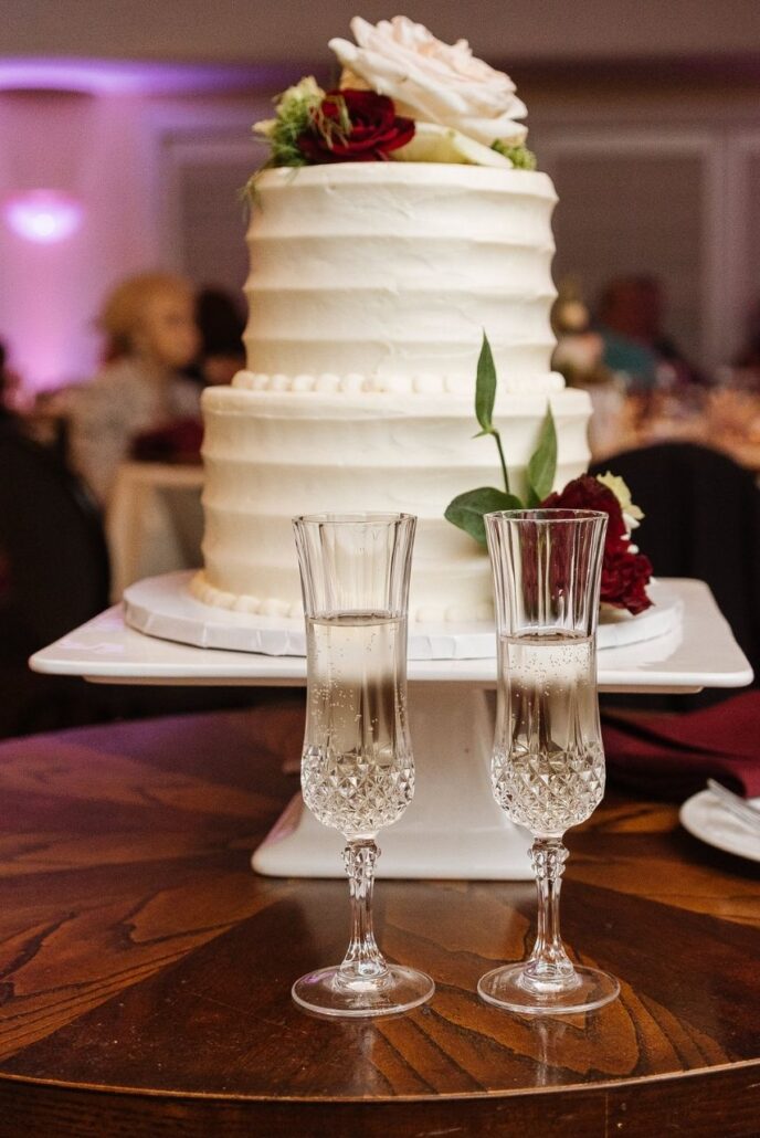 small two layer cake at evansville country club wedding