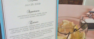 Wedding menu