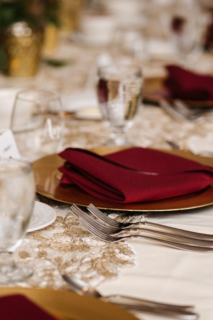 fancy napkin fold at evansville country club wedding