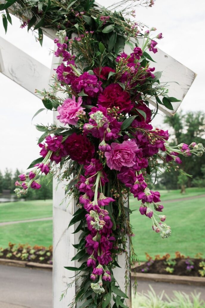 violet and purple wedding floral