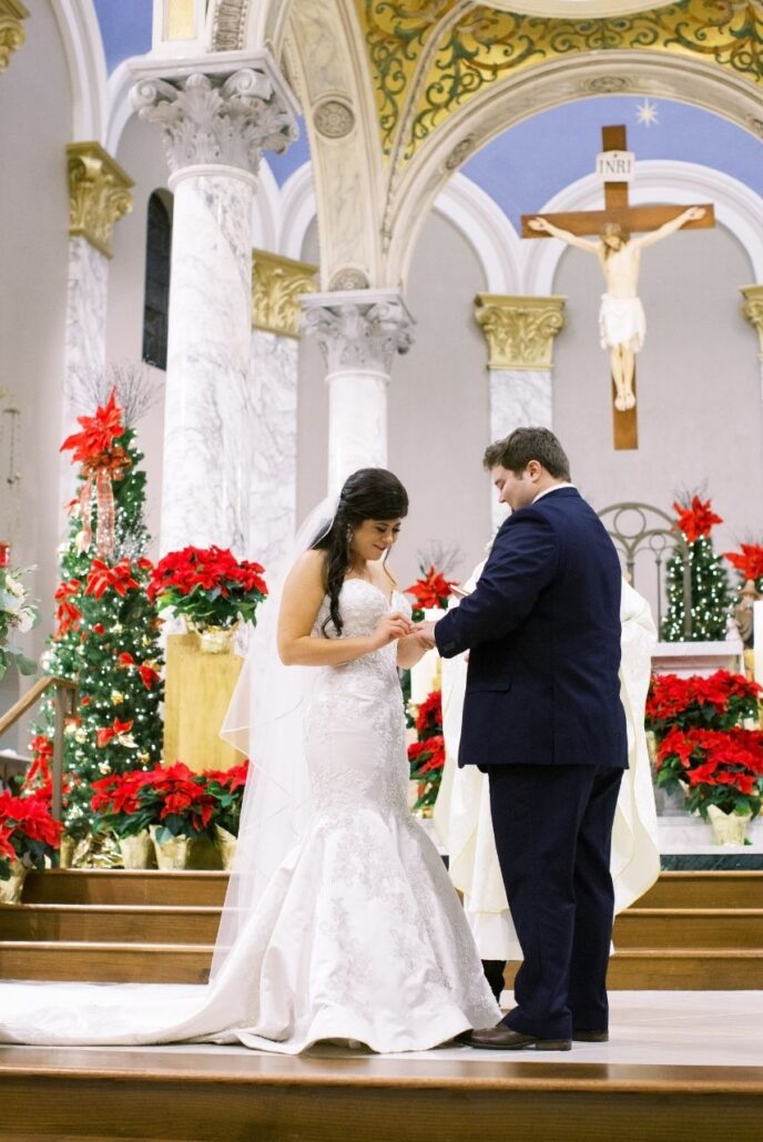 wedding ceremony during christmas at st benz evansville