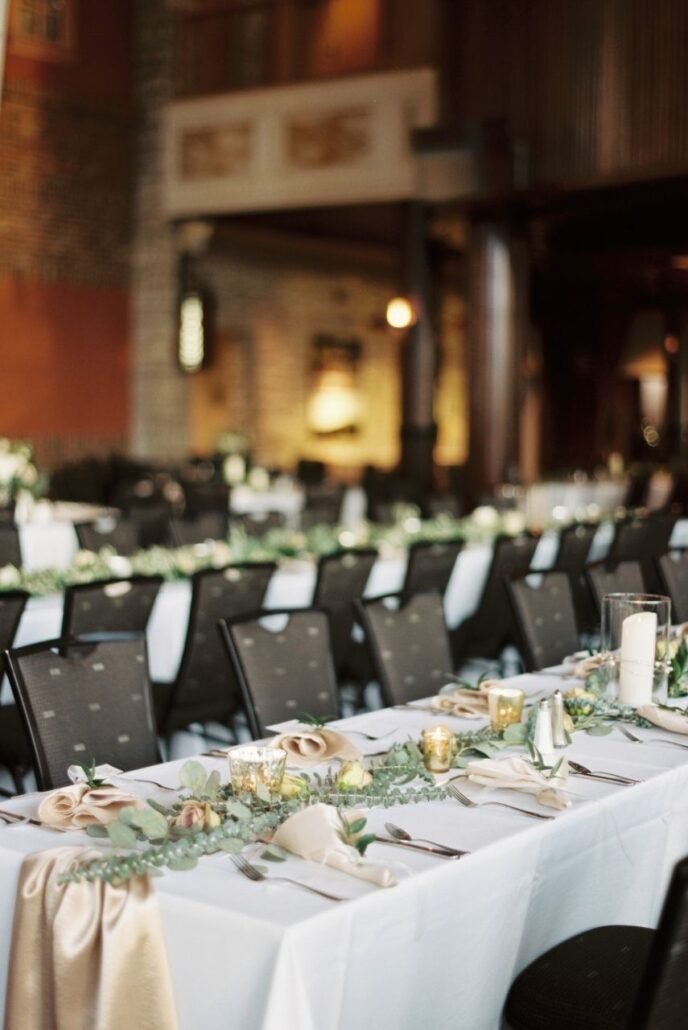 banquet tables at wedding reception