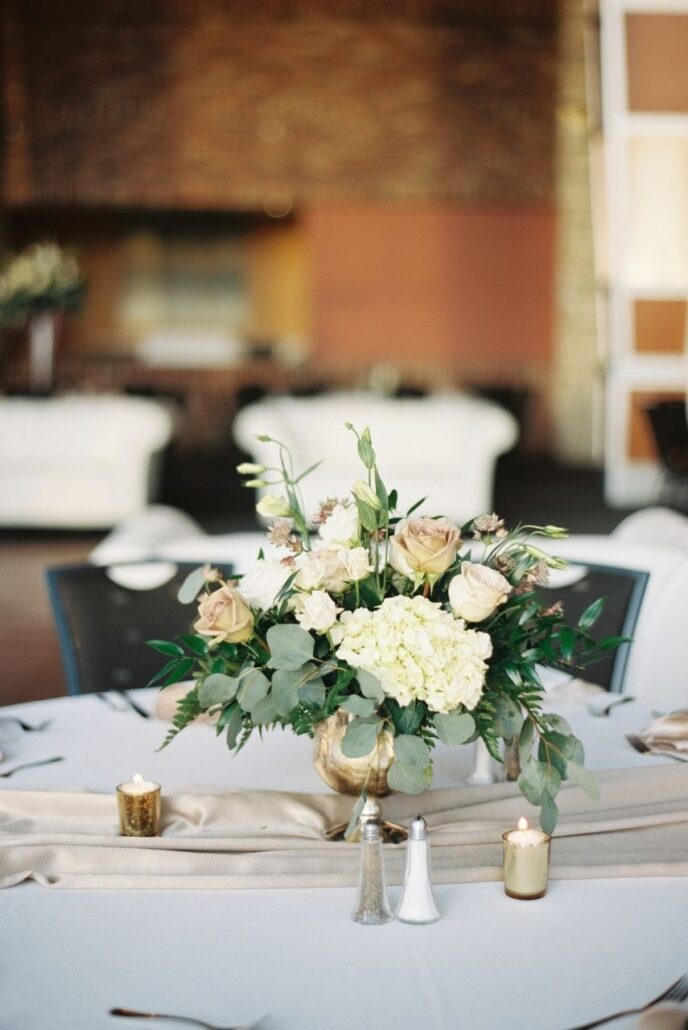 floral wedding centerpiece and white flowers